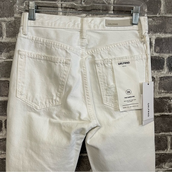 NWT GRLFRND THE KAROLINA WHITE DISTRESSED SKINNY LEG HIGH RISE JEANS - Picture 9 of 11